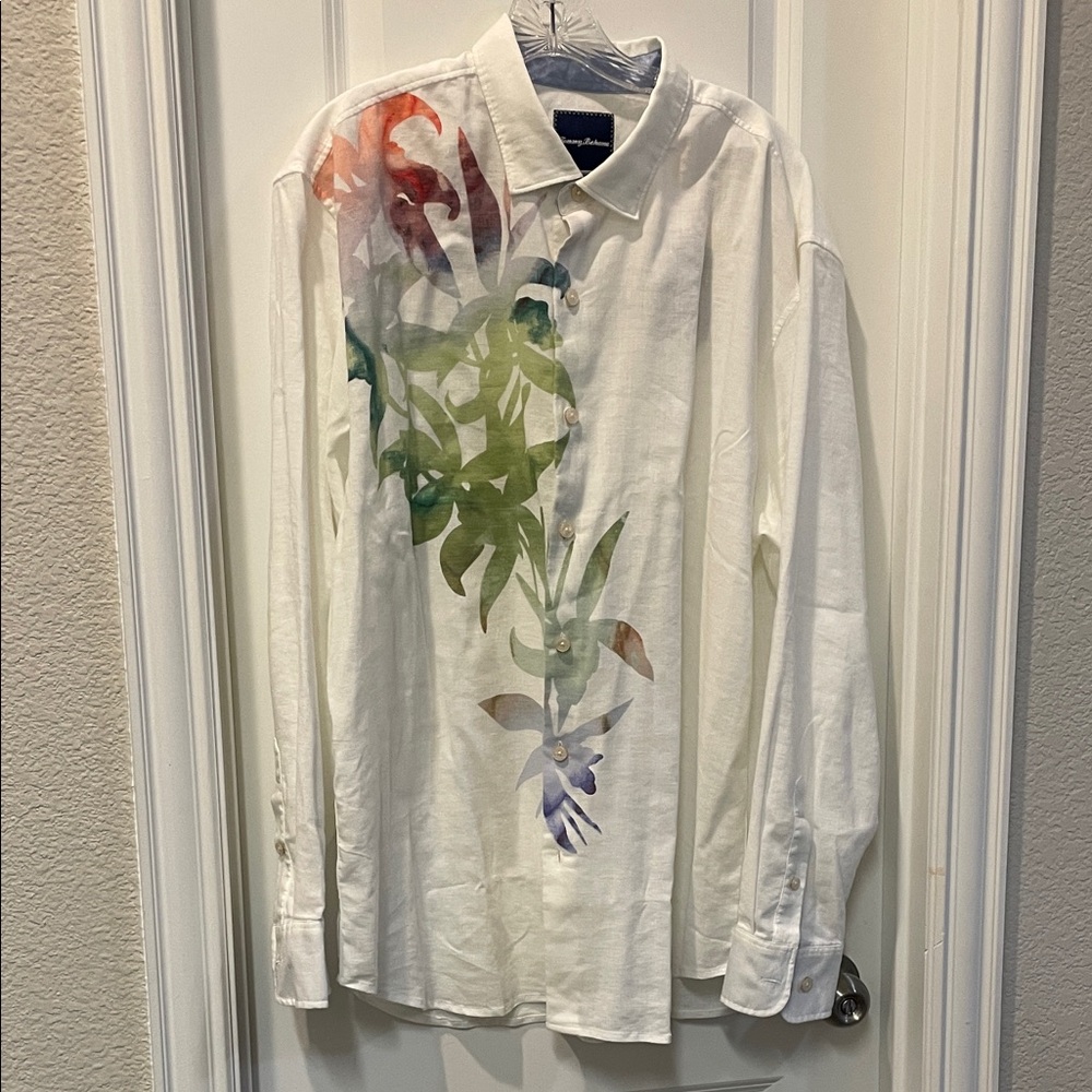 Tommy Bahama White Shirt with Multicolor Floral Design